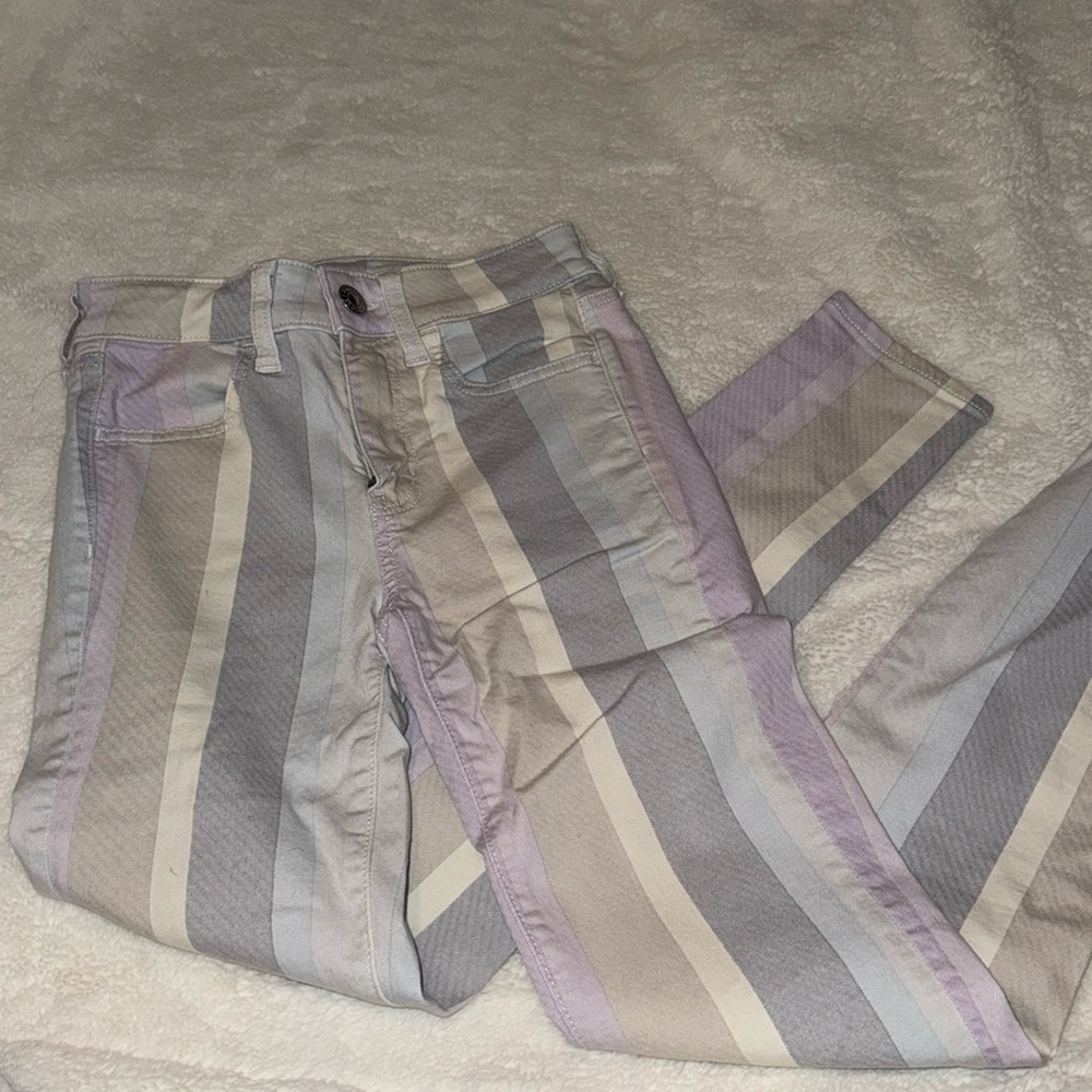 Striped skinny jeans